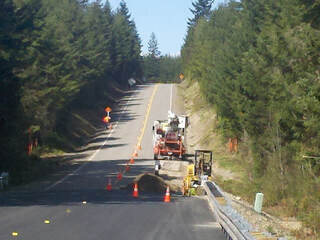 Road work site with traffic control in place